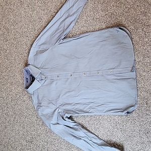 American Eagle Men's Large Slim Fit Blue and White Striped Shirt